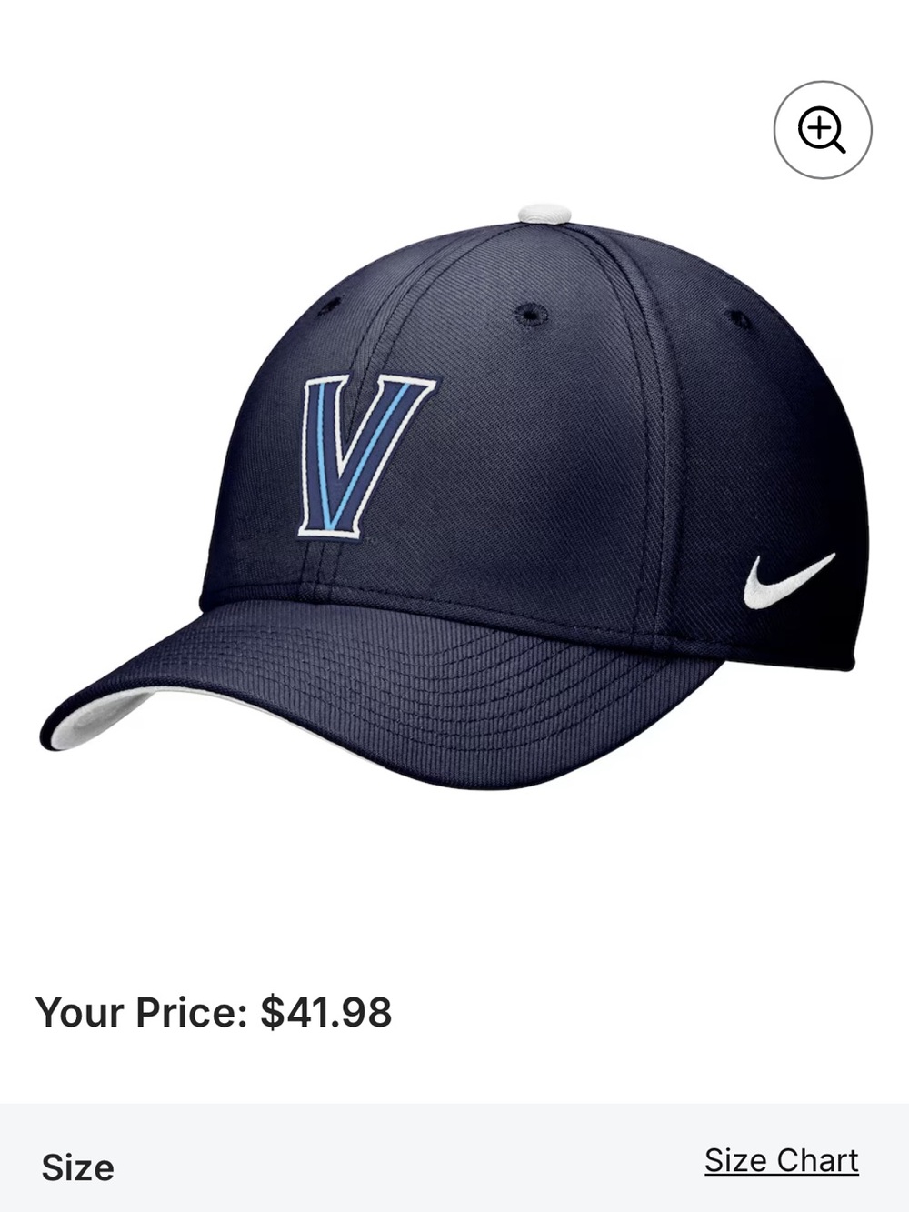 Nike Men’s Villanova Navy Embroidered Swoosh Cap